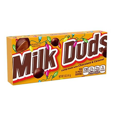 Amazon has the MILK DUDS Chocolate Caramel Candy, Holiday, 5 oz, Box (Pack of 12) marked down from $17.88 to $10.80. That is $7.08 off retail price! TO GET THIS DEAL: GO HERE to go to the product page and click on “Add to Cart” Final price = $10.80 Shipping is free on any purchase… Chocolate Caramel Candy, Caramel Christmas, Chocolate Movie, Movie Candy, Chewy Caramel, Milk Duds, Chocolate And Caramel, Candy Display, Holiday Chocolate