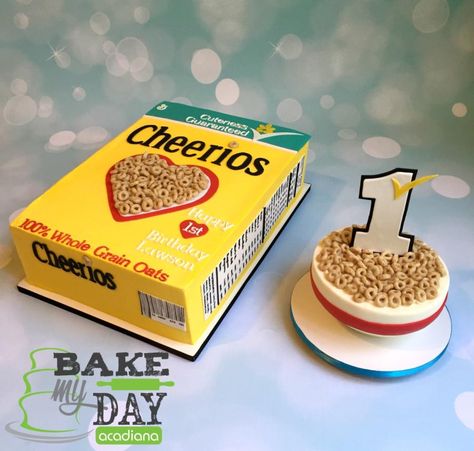 Cheery Cheerios - Cake by Bake My Day Acadiana Cereal Theme, Cereal Cake, Cheerios Cereal, 1st Bday Cake, Chocolate Ganache Filling, Dairy Free Cake, Adult Birthday Cakes, By Appointment Only, Fondant Decorations