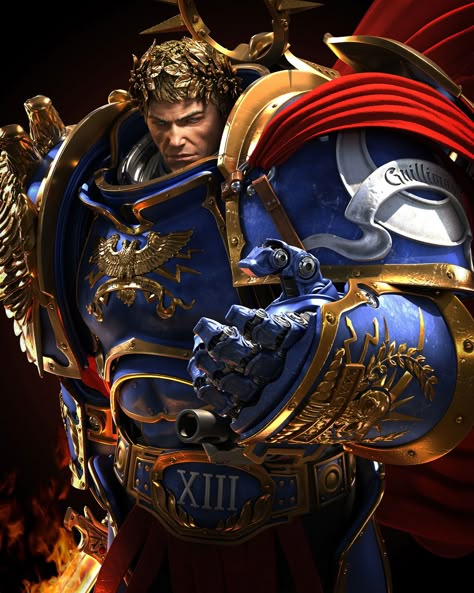 Roboute Guilliman by Ramiz Askerov (ramizaskerov3d) - 40K Gallery Warhammer 40k Ultramarines Art, Warhammer 40k Emperor, Warhammer 40k Ultramarines, Roboute Guilliman, Space Marine Art, 40k Art, Warhammer Figures, 40k Artwork, Warhammer 40k Art