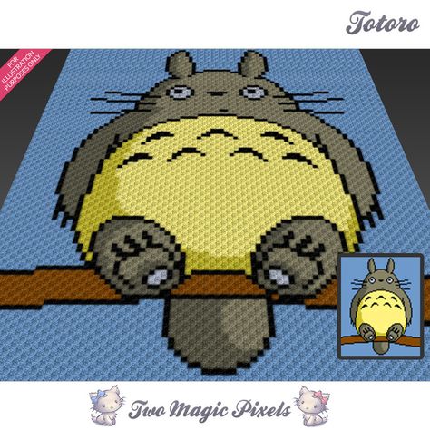 Totoro crochet blanket pattern; c2c, knitting, cross stitch graph; pdf download; no written counts or row-by-row instructions by TwoMagicPixels, $3.79 USD Magic Pixels, Totoro Crochet, Two Magic Pixels, Crochet Totoro, Sc Crochet, Crochet Charts, Crochet Graph, Crochet Blanket Pattern, Waffle Stitch