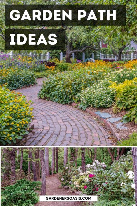 Garden Path Ideas: 10 Ways To Create A Beautiful Walkway | Garden Paths Walkway With Stepping Stones, Garden Paths And Walkways, Diy Garden Path, Garden Path Ideas, Walkway Garden, Gravel Walkway, Garden Patios, Whimsical Diy, Stone Garden Paths