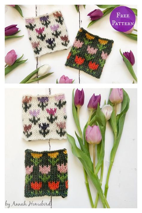 Flowers Knitting Pattern, Knitting Flower Pattern, Whimsical Knitting Patterns, Color Work Knitting Pattern, Floral Knitting Pattern, Knitting Squares Pattern Free, Knit Flowers Free Pattern, Beginner Colorwork Knitting Pattern, Spring Knitting Projects