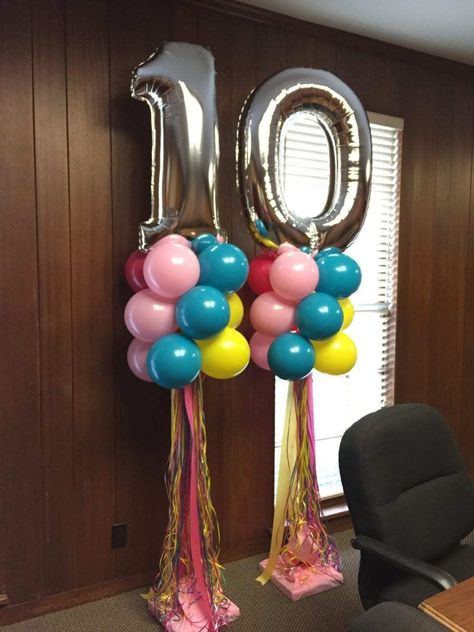 Balloons With Numbers, Balloon Decorations Numbers, Balloon Column With Numbers, Balloon Columns With Numbers, Number Balloons Decoration, Number Balloon Columns, Balloon Columns Ideas, Number Balloon Bouquet, Birthday Number Balloons