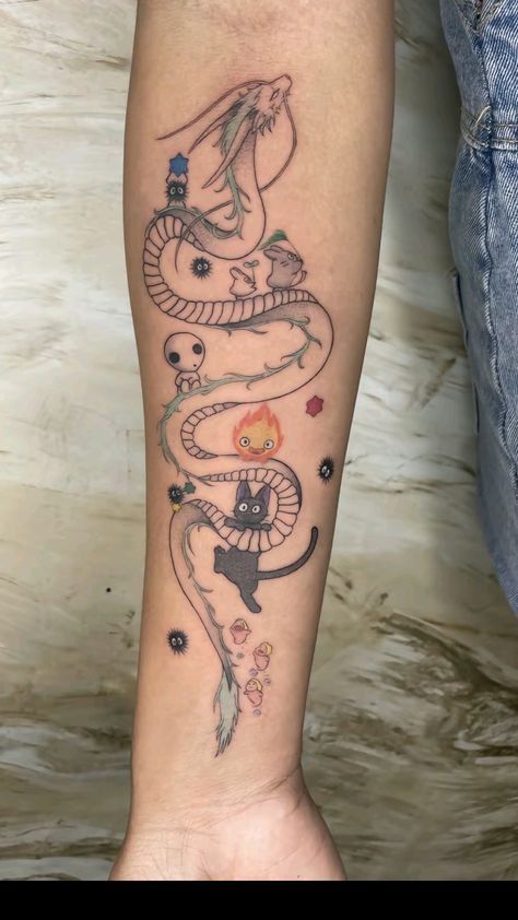 Miyazaki Tattoo, Tatuaje Studio Ghibli, Studio Ghibli Tattoo, 16 Tattoo, Ghibli Tattoo, Red Ink Tattoos, Bad Tattoos, Girly Tattoos, Simplistic Tattoos