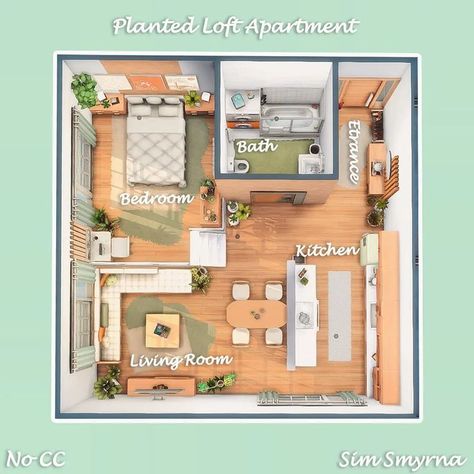 Sims 4 Loft, Casas The Sims Freeplay, Sims 4 Houses Layout, Sims Freeplay Houses, Sims 4 House Plans, Sims 4 House Building, Tiny House Layout, House Floor Design, Sims 4 House Design