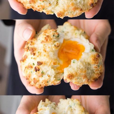 Egg in a Biscuit - Norecipes - Elevating Everyday Meals Egg In A Biscuit, Soft Boiled Egg, Perfect Eggs, Boiled Egg, Delicious Meals, Breakfast Time, Omelet, An Egg, Biscuit Recipe