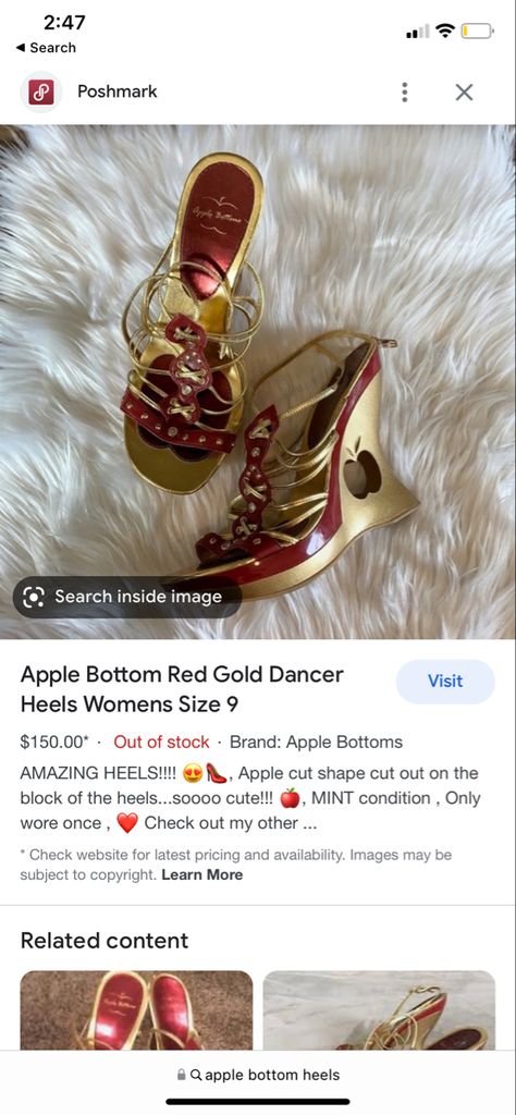 Red And Gold Heels, Apple Cut, Fun Heels, Apple Bottoms, Gold Heels, Red And Gold, Cute Shoes, Red Gold, Mint Condition