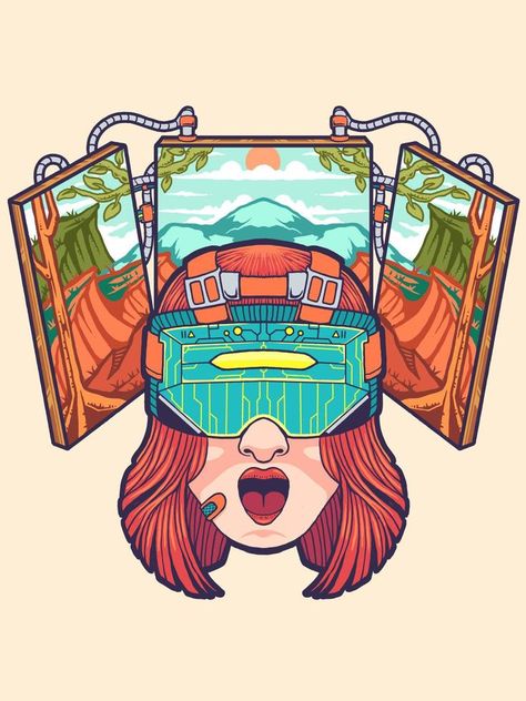 virtual reality vector illustration Virtual Reality Illustration, Virtual Reality Design, Vector Game, Vr Headset, Screen Design, Illustration Vector, New Media, Coral Reef, Virtual Reality