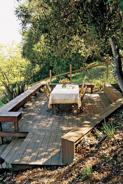 Deck with a view Deck With View Ideas, Huge Decks Outdoor Living, Deck With A View, Observation Deck Backyard, Lakeside Deck Ideas, Viewing Deck Design, Mountain Deck Ideas, Deck In Woods, Hillside Deck Sloped Backyard