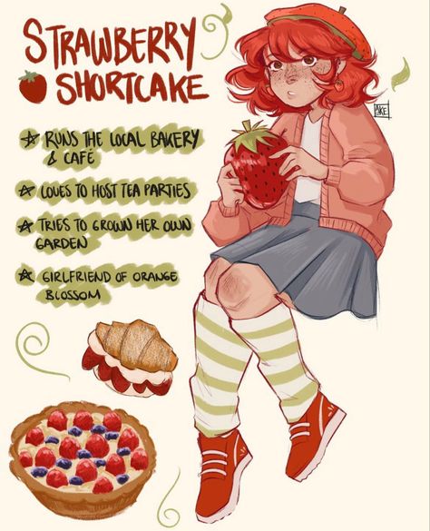 Berry Shortcake, Strawberry Shortcake Cartoon, Strawberry Shortcake Characters, Strawberry Shortcake Recipes, Ginger Snap, Cute Cartoon Characters, Happy Drawing, Bakery Cafe, Digital Art Girl