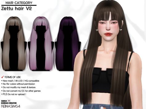 Hair With Bangs Cc Sims 4, Ts4 Bangs Hair, Sims4 Y2k Hair, Sims Women Hair, Sims 4 Long Hair Bangs, The Sims 4 Cc Hair Men Long, Sims 4 Cc Straight Hair With Bangs, Bangs Hair Sims 4 Cc, Sims 4 Cc Long Straight Hair