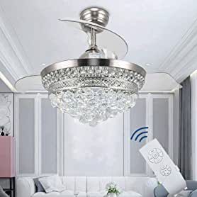 Color Ceiling, Chrome Ceiling Fan, Led Light Color, Indoor Living Room, Led Crystal Chandelier, Chandelier Fan, Fan Decoration, Decorating Diy, Ceiling Fan Light