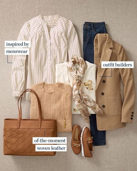 Talbots on Instagram: "*These* new neutrals are easy to wear and easy to pair. Tap to shop! #mytalbots #winterstyle #outfitinspo #neutrals #modernclassicstyle" Fashion 2023 Fall, Classic Fashion Looks, Talbots Outfits, Ivory Outfit, Blazer Ideas, 2023 Fall Fashion, Fall 2023 Fashion Trends, Camel Blazer, Fall Fashion 2023