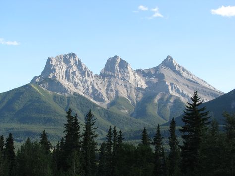 Alberta!  Three Sisters The Three Sisters Mountains, Three Sisters Canmore, 3 Sisters Mountain, Three Sister Tattoos, Canmore Canada, Three Sisters Mountain, Mountain Photography, Nature Drawing, Three Sisters