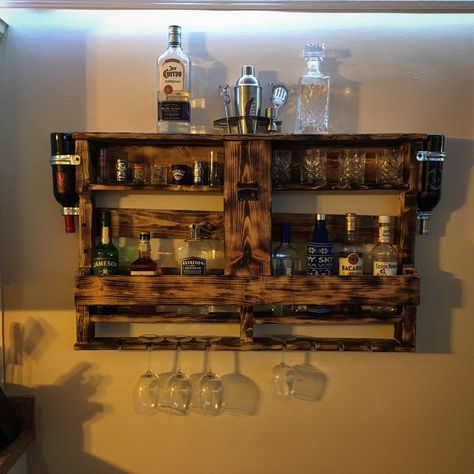 Pallet liquor cabinet Pallet Liquor Cabinet, Pallet Liquor Shelf, Pallet Whiskey Rack, Liquor Cabinet Diy, Liquor Cabinet Decor, Diy Liquor Cabinet, Liquor Table, Man Cave Designs, Diy Liquor