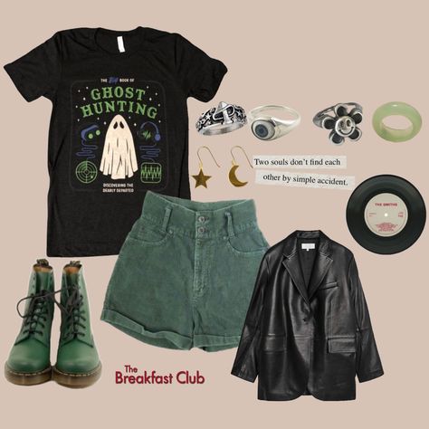 Crowcore Summer Outfits, Environmental Science Aesthetic Outfit, Adventurecore Outfit Summer, Summerween Outfit, Ghost Hunting Outfit, Adventurecore Outfit, Green Grunge Outfit, Cryptidcore Outfit, Outfit Mood Board