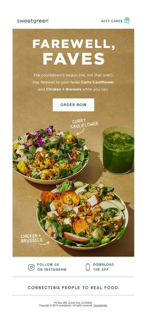 swetgreen food email Restaurant Email Marketing, Restaurant Email Design, Emailer Design, Jeremiah 2911, Recipe Email, Email Blast, Cauliflower Curry, Card Inspo, Email Newsletter Design