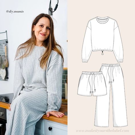 Sweater and Pants Lounge PDF Sewing Pattern for Jersey and Knit in English - Etsy Diy Pants, Cute Sewing Projects, Couture Mode, High Waist Pants, Diy Sewing Clothes, Sweater Pattern, Pdf Sewing Patterns, Handmade Clothes, Sewing Clothes