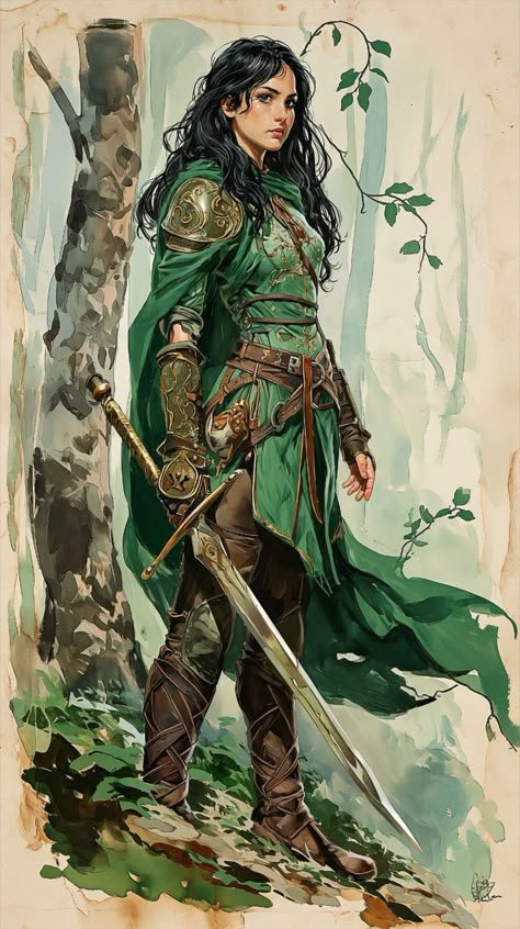 Female Warriors Art, Fantasy Card Design, Ranger Character Art, Warrior Character Art, Dnd Warrior, Pathfinder Rpg Characters, Warrior Character, Fantasy Adventurer, Fantasy Portraits