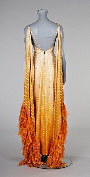 DressPierre Balmain, 1970sKerry Taylor Auctions 70s Evening Wear, Vintage Balmain Haute Couture, 70s Evening Dress, 1970s Evening Gowns, 70s Evening Gown, Flame Witch, Draping Idea, Orange Evening Gown, 70s Gown