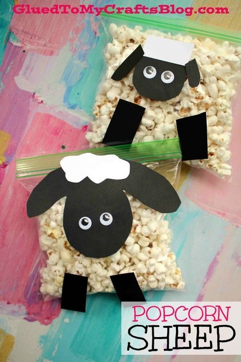 Sandwich Baggie and Popcorn Sheep - Kid Craft Idea - Perfect for spring, Easter, church, a classroom setting, craft playdate etc. Super CHEAP to recreate! Popcorn Sheep, Sheep Craft, Sheep Crafts, Children's Church Crafts, Sunday School Crafts For Kids, Spring Kids, Spring Crafts For Kids, Kid Craft, Sheep And Lamb