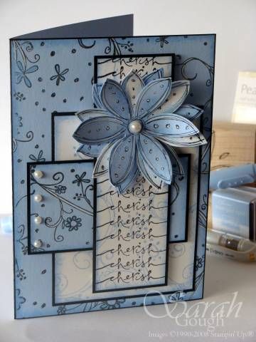 Cherish Blue by Sarah.Jane - Cards and Paper Crafts at Splitcoaststampers Photo Paris, Red Umbrella, Fancy Fold Cards, Birthday Cards Diy, Card Tutorials, Handmade Birthday Cards, Card Sketches, Card Layout, White Photo