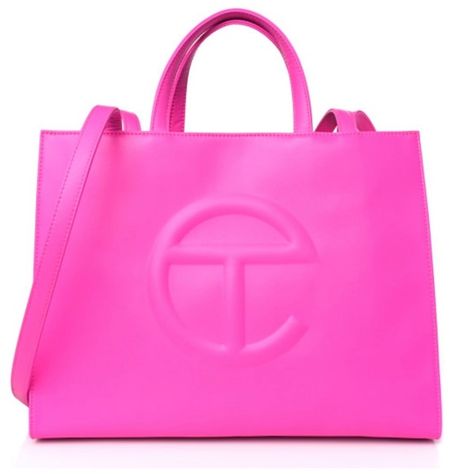 Telfar Medium Shopper Hot Pink Telfar Logo, Azalea Color, Pink Girly Things, Everyday Bag, Pink Fabric, Embossed Logo, White Bag, Synthetic Leather, Pink Bag