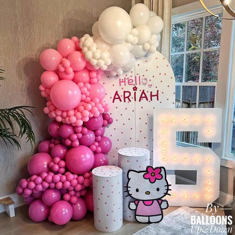 Hello Kitty birthday party 🎀 🫶🏼 thank you so much for choosing us to celebrate 🎉this was a super-last minute party but it was so fun to make. Glad we did 🌟😊 #balloonartistatl #hellokittyballoons #hellokittyballoongalrand #hellokittyballoondecor #hellokittydecor #pinkbirthdayparty #pinkbirthdaydecoration #hellokittyparty #hellokittypartytheme Hello Kitty Arch Balloon, Hello Kitty Birthday Party Decorations Backdrops, Hello Kitty Garland, Hello Kitty Birthday Balloons, Hello Kitty Party Ideas Decoration, Hello Kitty Birthday Decor, Hello Kitty Balloon Garland, Hello Kitty Decorations Birthday, Hello Kitty Birthday Party Ideas Decoration