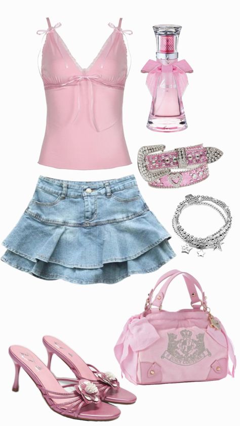 #pinkoutfit #y2k #2000s #2000sstyle 2000s Fashion Outfits Aesthetic, Iconic 2000s Outfits, 2000’s Outfits, 2000 Fashion Trends, Yk2 Outfits, Y2k Inspired Outfit, Mcbling Fashion, Trashy Outfits, 2000s Outfit