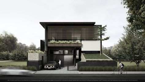 STUDIOKAS Indonesian Design, South Jakarta, Modern Tropical House, Arch House, A Family Of Four, House Facade, Narrow House, Modern Exterior House Designs, Architecture Building Design