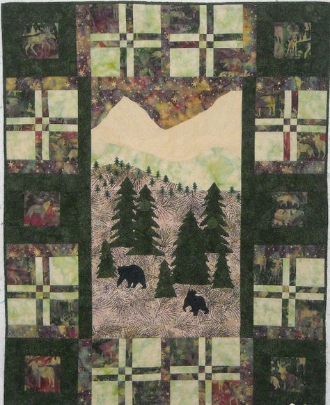 Sunset Quilt Pattern, Wolf Quilt, Sunset Quilt, Moose Quilt, Bear Quilts, Personalized Quilt, Applique Pattern, Printed Quilt, Quilt Patterns Free