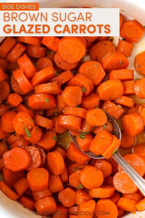 These brown sugar glazed carrots are simple to prep, require just 5 ingredients, and are ready to eat in just 10 minutes! The carrots cook in a mixture of butter, brown sugar, seasonings, and water which reduces to a wonderful sweet and savory sauce by the time the carrots are done. Serve them alongside any main dish any night of the week! | carrot side dish recipes | best ways to cook carrots | cooked carrots with brown sugar | holiday carrot recipe | holiday carrot side dish | best carrots How To Make Cooked Carrots, Cooked Carrots With Brown Sugar, Carrot Side Dish Recipes, Ways To Cook Carrots, Carrots With Brown Sugar, Cooked Baby Carrots, Carrot Side Dish, Cook Carrots, Carrots Cooked