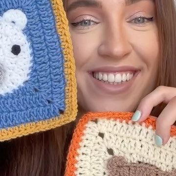 Kira Goode on Instagram: "Bear and Polar Bear Granny Square for the animal cardigan 🐻🐻‍❄️ #crochet #crafts #grannysquare #cardigan #bear #polarbear #animals" Kira Goode, Bear Granny Square, Grannysquare Cardigan, Granny Square Crochet Cardigan, Cardigan Crochet, Crochet Cardigan, Crochet Crafts, Polar Bear, Granny Square