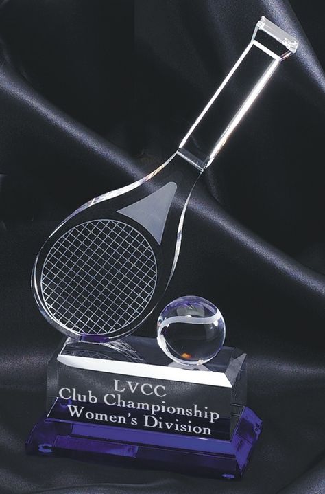 Tennis Trophy, Sports Trophies, Glass Awards, Crystal Awards, Team Badge, Personalized Engraved Gifts, Engraved Crystal, Sports Awards, Sport Design