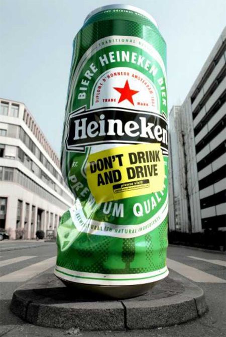 Don't drink and drive. Heineken. Ambient Advertising, Ambient Media, Guerrilla Advertising, Beer Commercials, Don't Drink And Drive, Out Of Home Advertising, Heineken Beer, Guerrilla Marketing, Clever Advertising