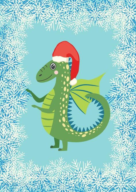 Dragon Year, Green Dragon, Year Of The Dragon, The Dragon, The Christmas, Christmas Card, Vector Art, Christmas Cards, Vector Free