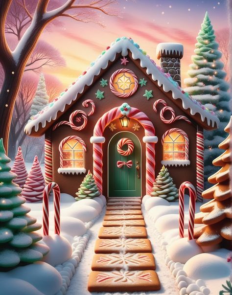 Cartoon Gingerbread House, Gingerbread House Cartoon, Gingerbread Mansion, Elf 2024, Good Morning Winter, House Cartoon, Xmas Theme, Gingerbread Village, Christmas Scenery