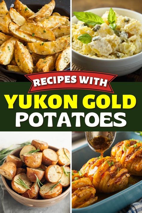 Check out 30 of my favorite recipes with Yukon gold potatoes. From casseroles and sides to a few exotic potato recipes, these are too good to miss! Yukon Gold Potato Salad Recipe, Yukon Gold Potatoes Recipes, Yukon Gold Potato Recipe, Yukon Potato Recipes, Potato Tomato Recipe, Gold Potato Recipes, Yukon Potatoes, Gold Potatoes, Yukon Gold