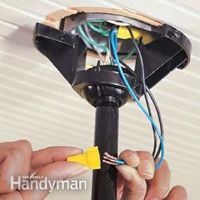 It's easier than you think, even on an angled ceiling. Install Ceiling Fan, Ceiling Fan Diy, Ceiling Fan Wiring, Ceiling Fan Switch, Building Science, Ceiling Fan Makeover, Ceiling Fan Installation, Home Electrical Wiring, Hunter Ceiling Fans