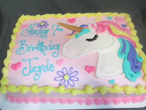 Unicorn Drawing cake! Unicorn Cake Sheet Cakes, Unicorn Birthday Sheet Cake Ideas, Unicorn Cakes Ideas, Unicorn Rainbow Sheet Cake, Unicorn Birthday Cake Sheet, Unicorn Sheet Cake Birthday, Unicorn Sheet Cake Ideas, Rainbow Sheet Cake, Unicorn Sheet Cake