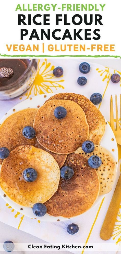 Vegan Rice Flour Recipes, Rice Flour Pancakes Recipe, Brown Rice Flour Pancakes, Mochi Recipes, Rice Flour Pancakes, Rice Flour Recipes, 3 Ingredient Pancakes, Banana And Rice, Rice Pancakes