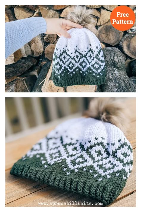 10+ Fair Isle Hat Free Knitting Pattern Knit Hat Patterns Kids, Knitted Free Hat Patterns, 2 Color Fair Isle Knitting Patterns, Floral Fair Isle Knitting Patterns, Fairisle Knit Hat Pattern Free, Nordic Hat Knitting Patterns, Nordic Hat Pattern, Colorwork Beanie Pattern, Simple Colorwork Knitting