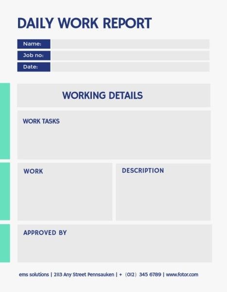 Daily Report Template Work, Daily Report Template, 2023 Resume, Report Design Template, Invoice Format, Tumblr Banner, Daily Report, Marketing Proposal, Ideas For Design