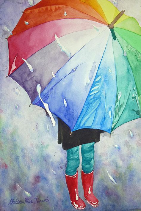 Chelsea Smith, Art Amour, Umbrella Art, Art Et Illustration, Watercolor Inspiration, In The Rain, Rainy Days, 그림 그리기, Art Classes