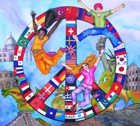 America Peace ☮ Communal Harmony Drawings, Communal Harmony Posters, Peace Poems, Save Water Poster Drawing, Peace Drawing, Unity Logo, Diversity Poster, Peace Painting, Peace Poster