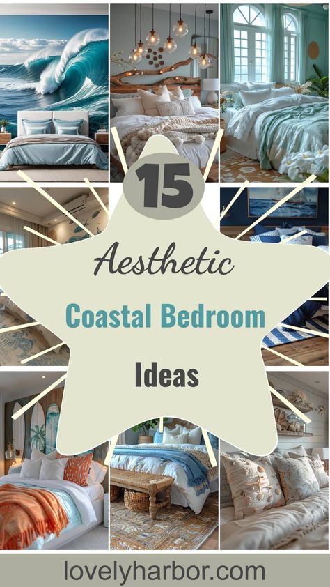 15 Aesthetic Coastal Bedroom Ideas For A Dreamy Retreat Sea Inspired Bedroom, Seaside Bedroom Ideas Coastal Style, Vintage Ocean Bedroom, Ocean Themed Bedroom Aesthetic, Ocean Bedroom Aesthetic, Bedroom Beach Theme, Sea Theme Bedrooms, Seaside Bedroom, Beach Inspired Bedroom