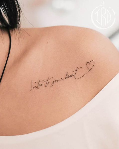 Inspire Tattoo, Tattoo Ideas On Collar Bone For Women, Quote For Tattoo, Women Back Shoulder Tattoo, Ideas Tattoos For Women, Tattoos On Back For Women, Collar Bone Tattoo Ideas For Women, Best Tattoo For Women, Thing Tattoos For Women