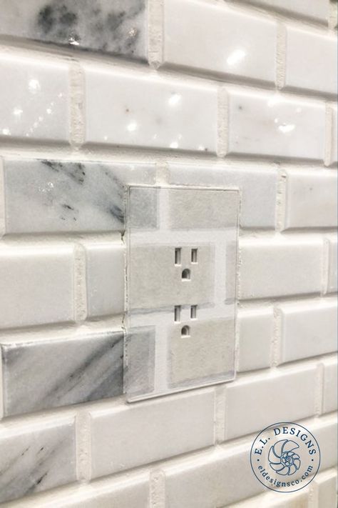 Kitchen Backsplash Outlet Placement, Hide Outlets On Wall Kitchen, Outlets In Quartz Backsplash, Hide Outlets On Wall, Outlets In Backsplash, Hidden Outlets In Kitchen, Electrical Outlet Placement, Backsplash Outlets, Painting Outlets