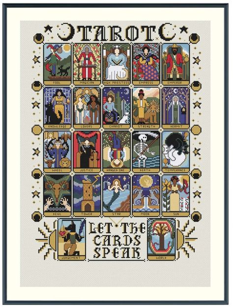 Major Arcana Cards, Subversive Cross Stitch, Tarot Major Arcana, Halloween Cross Stitches, Major Arcana, Cross Stitch Art, Needle And Thread, Counted Cross Stitch, Cross Stitch Pattern