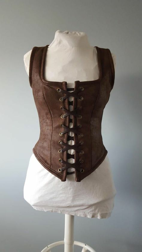 Medieval Bodice, Leather Bodice, Brown Corset, Diy Costumes Women, Fair Outfits, Boho Mode, Not Meant To Be, Medieval Style, Fantasy Dresses